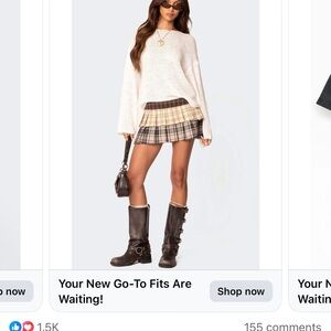 PacSun Plaid Mini Skirt - Brown and Cream